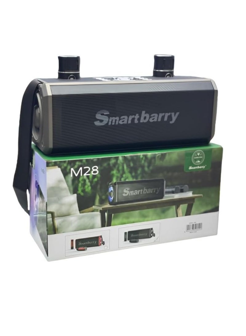 Smart Berry ماكينة كاريوكي محمولة سمارت بيري M28 مكبر صوت بلوتوث لاسلكي مع ميكروفونين أسود - Image 1
